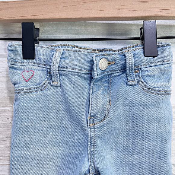 Old Navy Rainbow Embroidered Ballerina Jeans Light Wash Stretch Toddler Girl 2T - Picture 2 of 6